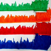 Ruban de plumes de coq teintes de 4 à 6 pouces, bordure en franges de plumes Schlappen pour costume de carnaval, coiffe, fête, décoration de mariage