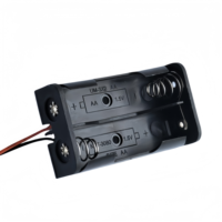 Support de piles AA 2 cellules 3V en plastique, boîte à piles AA à 2 emplacements avec câble de 150 cm rouge et noir pour projets électroniques DIY