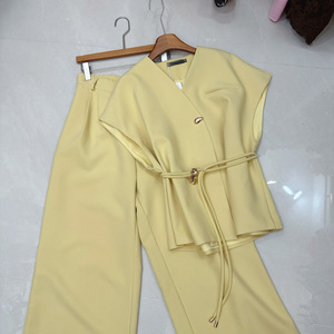 Traje Elegante <span class=keywords><strong>de</strong></span> Color Sólido al por Mayor, Traje <span class=keywords><strong>de</strong></span> <span class=keywords><strong>Mujer</strong></span> <span class=keywords><strong>de</strong></span> Alta Calidad, Chaleco sin Mangas con Cinturón, Logotipo Personalizado, Directo <span class=keywords><strong>de</strong></span> Fábrica - Product Image 6