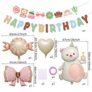 Ensemble de ballons en feuille d'aluminium ours mat drapeau de bonbons coeur <span class=keywords><strong>pour</strong></span> les décorations d'hélium de fête d'<span class=keywords><strong>anniversaire</strong></span> des enfants - Product Image 2