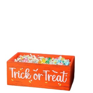 กล่องเก็บขนมฮาโลวีนไม้ทรงสี่เหลี่ยม กล่องตกแต่งโต๊ะทำงานพร้อมดีไซน์ Trick Or Treat และ Boo - Product Image 5