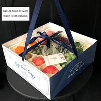 IMEE en stock, boîte cadeau carrée spéciale exquise de 15*15 pouces avec sac, boîte à fruits de luxe avec couvercle transparent