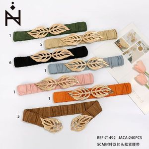 Cintura Elastica con Doppia Fibbia a Foglia da 5 Cm, Accessorio Moda Donna - Product Image 2