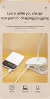 Lampe de table USB lampe de bureau rechargeable avec pince lit lecture livre veilleuse LED tactile 3 Modes gradation lumière de protection des yeux