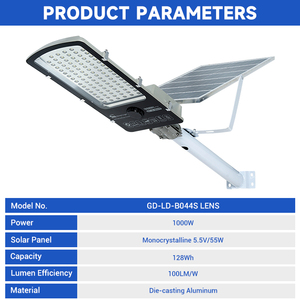 Lampadaire solaire LED extérieur haute puissance IP65 étanche en aluminium moulé sous pression 1000W avec panneau solaire séparé - Product Image 2