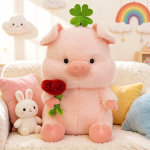 Lindo Peluche de Cerdito con Rosas Bordadas en Forma de Corazón - Peluche Súper Suave de Algodón PP de 25 cm, Regalo de Cumpleaños para Novia, ODM - Product Image 1