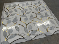 Magnifique design de crédence murale en carreaux de marbre blanc à jet d'eau, motif floral, mosaïque de carreaux de sol pour mur floral