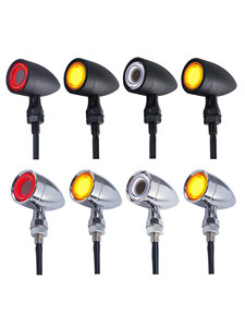 Clignotants LED moto noir avant arrière direction Chrome indicateur pause lumière pour Harley Choppers - Product Image 6