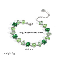 Bracelet Dina polyvalent de luxe en acier inoxydable plaqué argent avec cristaux colorés, géométrique et tendance, bijou haut de gamme pour femme au quotidien
