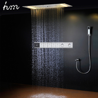 Ensemble de douche intelligent LED avec effet pluie et cascade pour salle de bain, 700x380MM, thermostat numérique