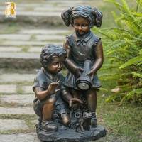 Sculpture de enfants en bronze grandeur nature RELONG pour la décoration extérieure de jardin, design personnalisé à vendre