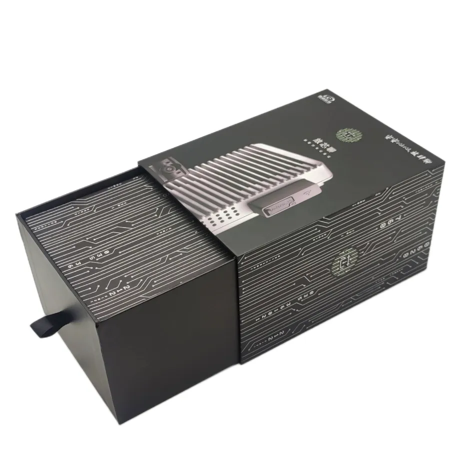 Hoge Kwaliteit Luxe Custom Zwart Karton Stijve Lade Box Spot Uv Matte Laminering Op Maat Bedrukt Met Eva Insert