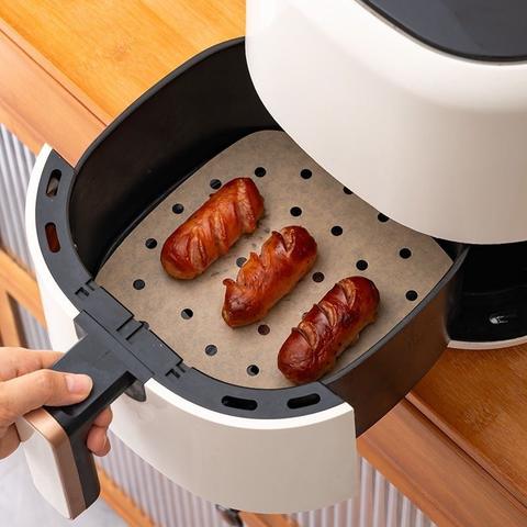 38gsm square Kraft Brown Silicone Paper Kitchen Non-stick Perforated Round Parchment Bamboo Steamer Liner Paper Steaming Paper