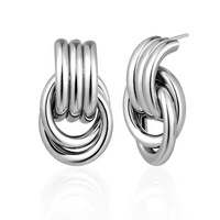 Boucles d'oreilles hypoallergéniques bicolores en or pour femmes, créoles minimalistes en acier inoxydable, étanches et tendance
