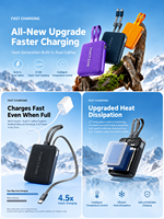Batterie externe HYTO OEM avec logo personnalisé, 22,5W, 10000mAh, 20000mAh, câble intégré, chargeur rapide portable avec écran LED numérique