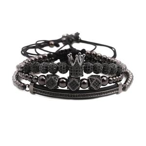 MIENTER 2023 bracelet à breloques en acier inoxydable pour homme, couronne de boule tressée et perlée - Product Image 1