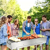 Barbecues portables au charbon de bois en acier allié avec support pliable, kit de barbecue pour jardin, fête en plein air, emballage pour vente par correspondance