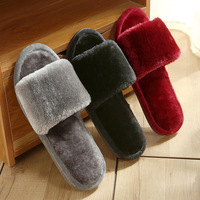 Vente en gros de pantoufles en peluche à bout ouvert, confortables et tendance, pour femmes et hommes, chaussures d'intérieur
