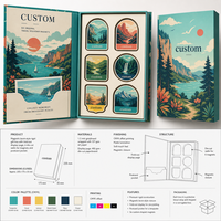 Boîte à aimants de voyage personnalisée, boîte à livres en papier rigide, emballage cadeau, présentoir, 6 pièces, étui à souvenirs magnétique