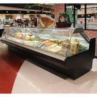 Comptoir de service réfrigéré pour supermarché avec refroidissement par air pour la présentation de viande fraîche -1 à 5, verre anti-buée, contrôle numérique