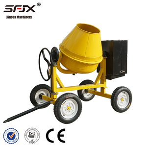 Bétonnière portative jaune avec moteur diesel 11 kW, quatre roues, déchargement manuel, équipement de construction - Product Image 2