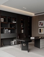 Étagère intégrée de style grille moderne, bibliothèque de salon blanche personnalisée