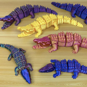 Crocodile articulé imprimé en 3D, reptile flexible avec mâchoire mobile pour sculpture cinétique de bureau, ornement de bureau - Product Image 3