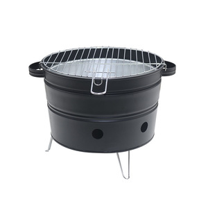 Portable Outdoor BBQ Grill Bucket Shape With Lid And Legs For Camping And Picnic Use - Product Image 2
