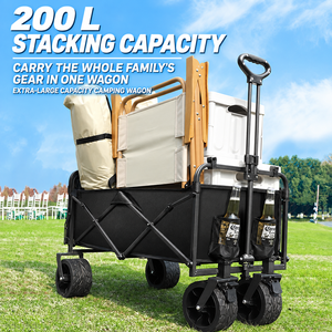 Chariot de camping pliable à quatre roues grande capacité, chariot utilitaire portable pour le camping, les courses, les voyages, les pique-niques et les marchés - Product Image 4