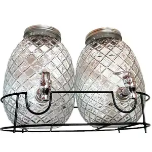 Groothandel Opslag Glas Drank Dispenser Pot Met Kraan En Metalen Ondersteuning