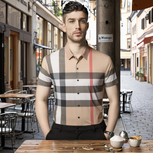 Camicia a maniche corte da <span class=keywords><strong>uomo</strong></span> fresca estiva alla moda <span class=keywords><strong>abbigliamento</strong></span> <span class=keywords><strong>Casual</strong></span> in raso per papà Single di mezza età traspirante Anti-strizzacervelli - Product Image 1