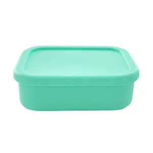 New Reusable Durable Steamable Heatable Square 3 Compartments Multi Colour Silicone Lunch Box Container