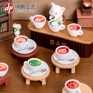 ดีพี แคท คาเฟ่เรซิ่นแก้วกาแฟเครื่องประดับจิ๋วตุ๊กตาตกแต่งโต๊ะทำงานอุปกรณ์เสริม - Product Image 2