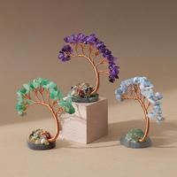 Arbre à Monnaie en Cristal Queue de Phénix, Arbre de Fortune Sept Couleurs, Base en Gravier de Forme d'Arbre, Tranches d'Agate, Améthyste, Quartz Rose, Vente en Gros