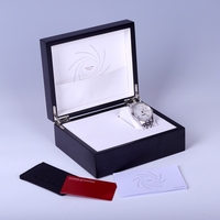 Laque de piano arabe de luxe haut de gamme ensemble de boîte de montre en bois noir MDF recyclable écologique couvercle à rabat de stratification mate personnalisé