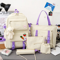 Ensemble de Sac à Dos Scolaire Tendance et Imperméable avec Logo Personnalisé pour Filles et Enfants, Doublure en Polyester Nylon et USB, Sacs d'École Personnalisables