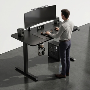 I Shape Electric <b>Standing</b> Desk with Height Adjustable Motorized System MDF Board Surface Multi Color Gaming Workstation - Product Image 2