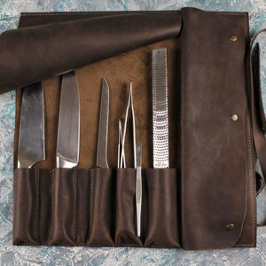 Handmade Genuine <b>Leather</b> Case for Kitchen Sheath Pocket Holder Bag With Multiple Slots for Sheath Kit Cover Storage Roll Pouch - Product Image 1