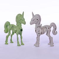 Décoration de cheval squelette d'Halloween, squelette de licorne en plastique, décoration de table pour maison hantée, fournitures d'Halloween