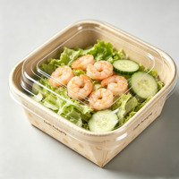 Boîte à lunch en papier kraft biodégradable personnalisable avec logo, formes carrées et rectangulaires pour salades et desserts, vente chaude, directement de l'usine