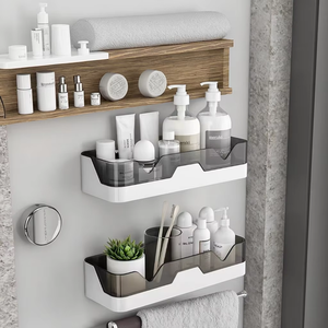 <span class=keywords><strong>Mensola</strong></span> doccia organizzatore <span class=keywords><strong>mensola</strong></span> da bagno a parete in plastica <span class=keywords><strong>porta</strong></span> <span class=keywords><strong>Shampoo</strong></span> per toilette nero mensole angolari senza trapano in plastica - Product Image 2