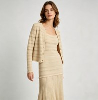 Nouvelle Collection Été 2026 Haut Tricoté Creux à Manches Longues pour Femme et Ensemble Robe à Bretelles Sans Manches