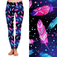 Women's 3D Printed Leggings, Feather Galaxy, Super Soft