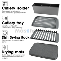 Égouttoir à vaisselle pliable multifonctionnel Masthome pour cuisine, avec support pour couverts, égouttoir à vaisselle avec tapis à vaisselle