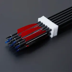 12pcs Archery Arrow Carbon Arrow 31.5inch Spine 500 With 4inch Real Feather For Outdoor Shooting Hunting Accessories