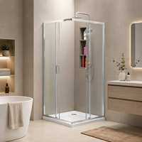 Douchecabine met chromen frame, direct van de fabriek, met dubbele schuifdeur van gehard glas en op maat gemaakte douchebak