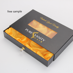 Luxury Wig Bundles Black Drawer Satin Lined Paper Rigid Window Custom Hair Extension Packaging Boxes