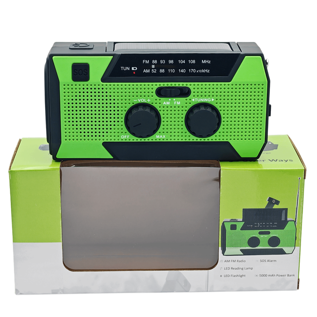 Solar Hand Crank 5000mAh Rechargeable Power Bank LED Flashlight SOS Alarm Portable Camping Outdoor Survival Radio