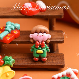 Cabujón plano de resina con diseño navideño de dibujos animados para la fabricación de joyas DIY, horquillas, decoración de fundas de teléfono y accesorios - Product Image 2