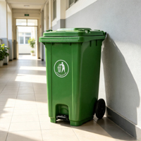 Poubelle en plastique grande capacité 360L, gain de place et facile à déplacer, pour l'assainissement et la collecte des déchets dans les espaces publics extérieurs
